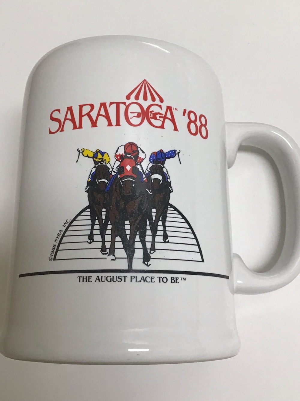 Saratoga '88 Horse Racing Souvenir Coffee Mug Ceramic Beer Tankard NY Vintage - Picture 7 of 8